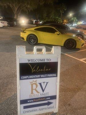 Valet Service at Valentino Restaurant