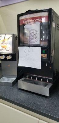 Out of order.  Cappuccino machine.