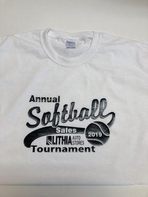 Customized softball shirt.