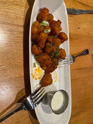 Buffalo cauliflower with ranch.