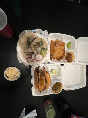 Chicken Tacos and Quesabirria tacos