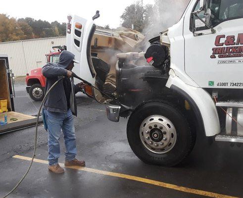 Engine cleaning on all vehicles requested