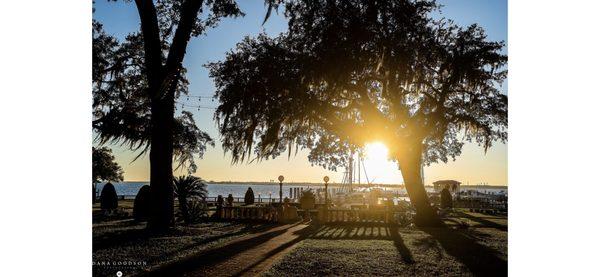 Sunset on the lawn at the DuPont Mansion