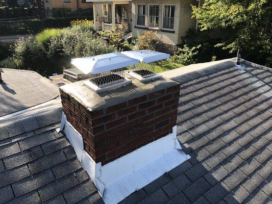 Chimney pointing & crown cement with new caps