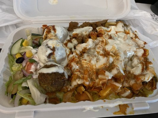 Combo platter with falafel