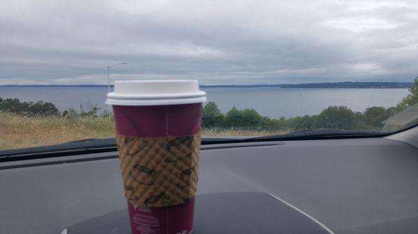 Having a mocha from Richmond Beach Coffee at nearby park (5/17/21)