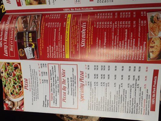 Menu ( sorry the picture is sideways)