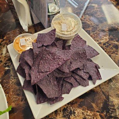 Chipa and roasted red pepper hummus and pasta salad