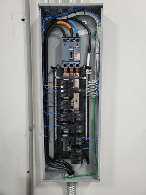 Electrical panel board interior.