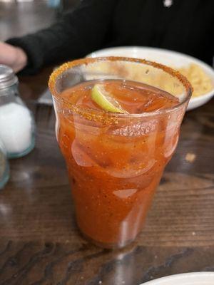 Gin bloody mary lined with old bay.