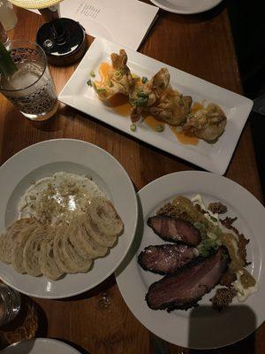 Pastrami (Bottom Right) Honey Ricotta (Bottom Left) Lobster Rangoon (Top Right)