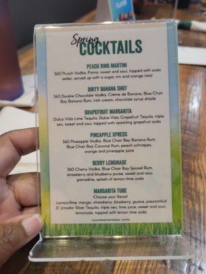 Spring cocktail menu