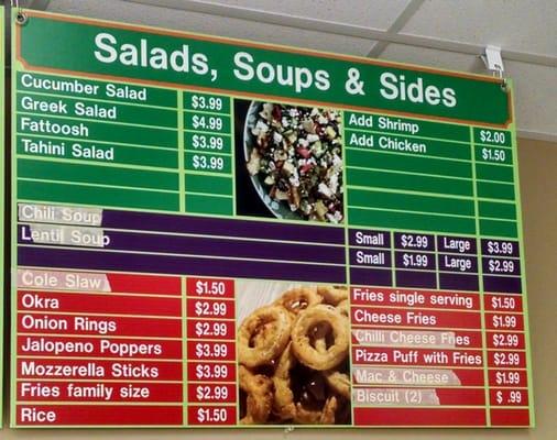 Salads, Soups, & Sides menu