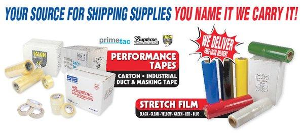 We are your source for shipping supplies...
Packing Tape, Premium and economy and Stretch Banding...