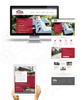 Web design mock ups for residential and commercial roofing contractor