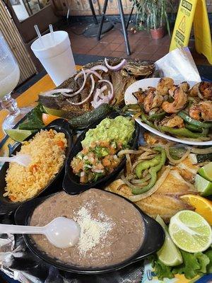 Seafood platter for 2. Whole fried fish was outstanding.