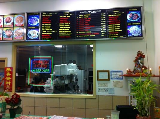 Menu and view into the kitchen