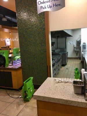 Water damage at a commercial restaurant