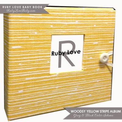 Woodsy Yellow Stripe Album for Baby Memory Book