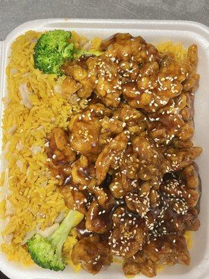 Sesame Chicken with chicken fried rice