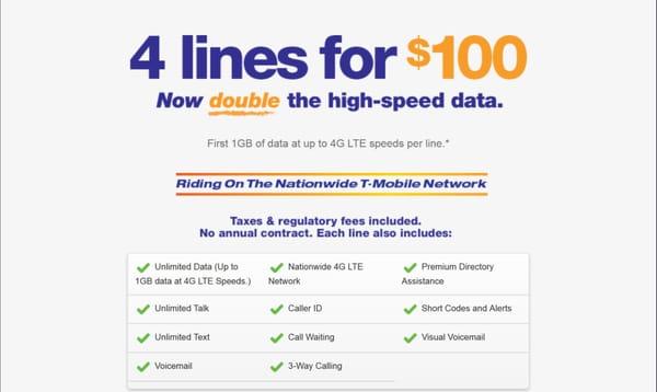 The 4 for $100 promo is back and fully charged with DOUBLE the data!