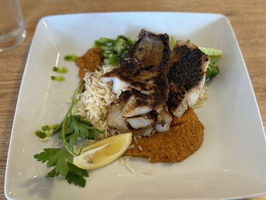 Blackened Romesco Rock Cod