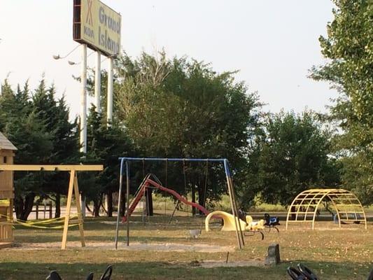 Playground.  One piece of equipment was not usable and seemed to be almost finished.