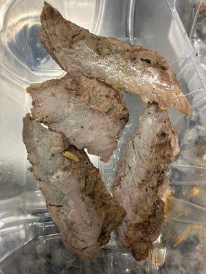 Rotten, green fajita meat