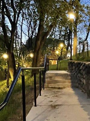 The 4 Story Castle Structure has a little Park @ The Grand Union Flag - The First National Flag of the US flies over Prospect Hill