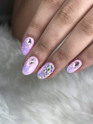 Fairy dust blinged nails