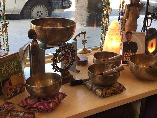 Tibetan brass singing bowls for healing session and meditation