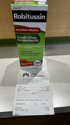 $12.99 Robitussin {4/24/2023}