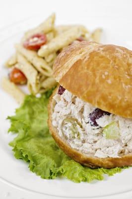 Chicken Salad Sandwich with Greek Pasta Salad