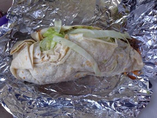 Carne asada burrito. So big it can't be closed.