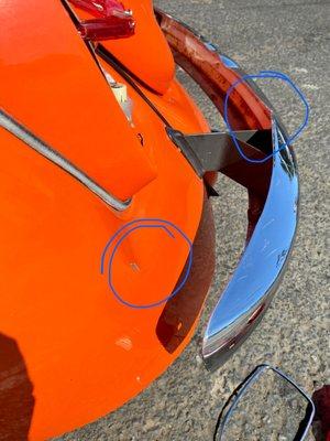 Dented fender & bumper