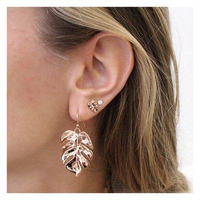 Rose Monstera Earrings