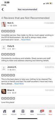 These are the positive review Yelp will not post.We are a great service.This is an absolute shame.