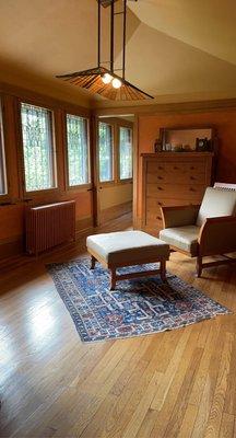 The study off of the master bedroom. This chair and ottoman was designed but never built until Steelcase got the drawings.