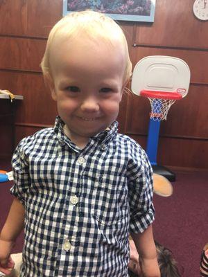 Look at that SMILE! Spencer smiles for the camera at a monitored visit at The Ness Counseling Center.