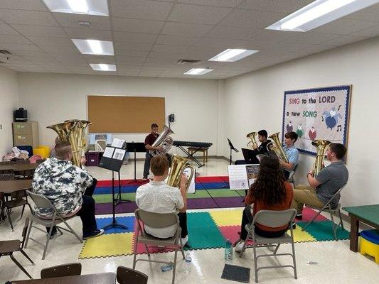 Jordan Warfield (Tuba) - low brass sectional at our band festival.