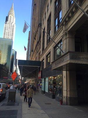 Building entrance on 42nd Street  near the corner of Madison Ave.