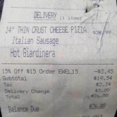 We were LIED to.  Person on phone said delivery fee would be taken off our order.  As we see here, it was not.