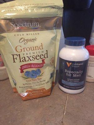 Flax seed for me and men's vitamin for hubby