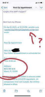 Schedule for a post op appointment for a surgery that didn't happen. Wow.