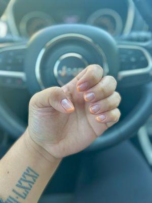 Finished! Spring Gel Mani with orange french tips cost $59