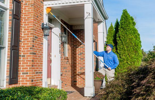 At each regularly scheduled service, our technicians will de-web the exterior of your property while also inspecting for entry points.