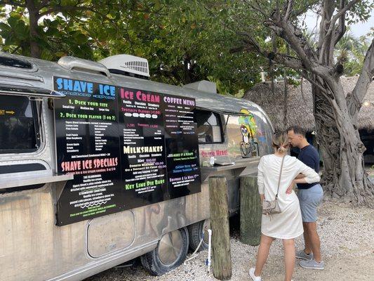 Menu and view of the cute bus!