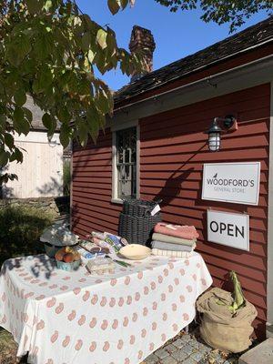 Exterior sale table on a sunny fall afternoon