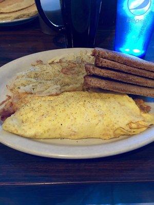 3 Egg Omelette with Hashbrowns and Toast