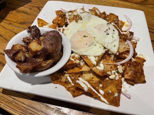 Chilaquiles with Smashed Potatoes